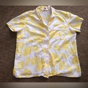 Victorias Secret Pajama Shirt Womens Small Lemon Citrus Short Sleeve Button Pj